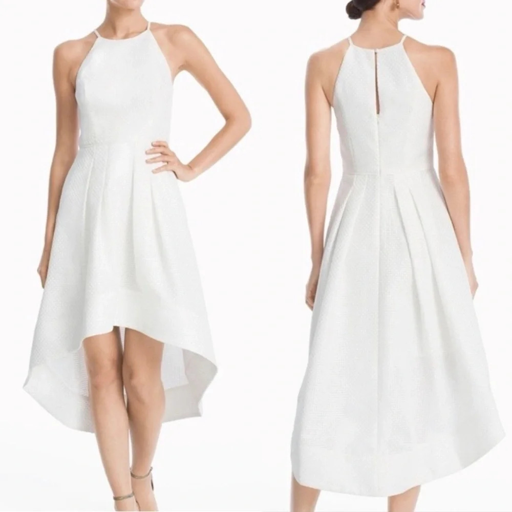NWT Aidan Mattox White High Low Halter Dress